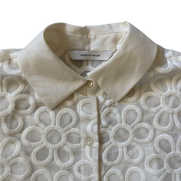 Rebecca Taylor Mod Fleur Floral Lace Mini Shirtdress White Size XS - Picture 4 of 10